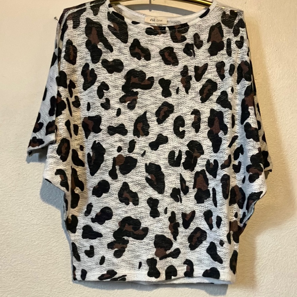 Animal Print‎ Dolman Sleeve Knit Slouch Blouse